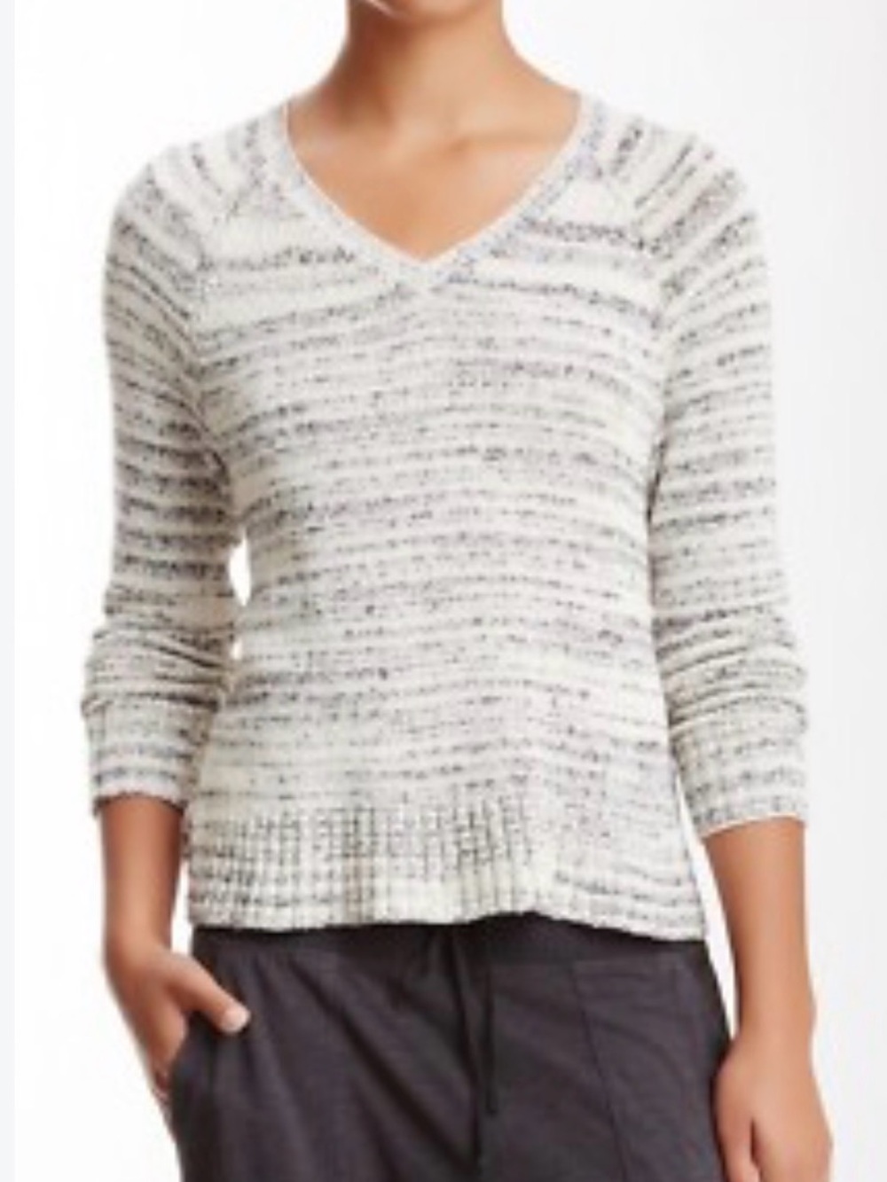 Eileen Fisher Womens Medium Marled Gray Sweater Knit Top Quiet Luxury Minimalist